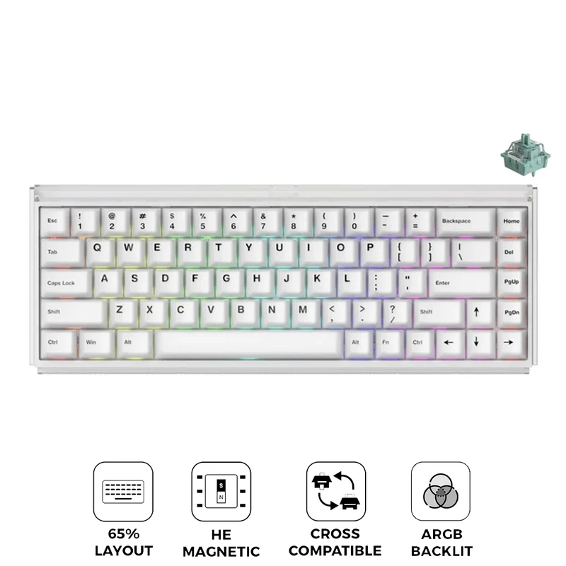 Akko Ray68 RGB Wired Mechanical Keyboard (Misty White) (Akko AstroAim Magnetic Switch) (101-RA68B-001)