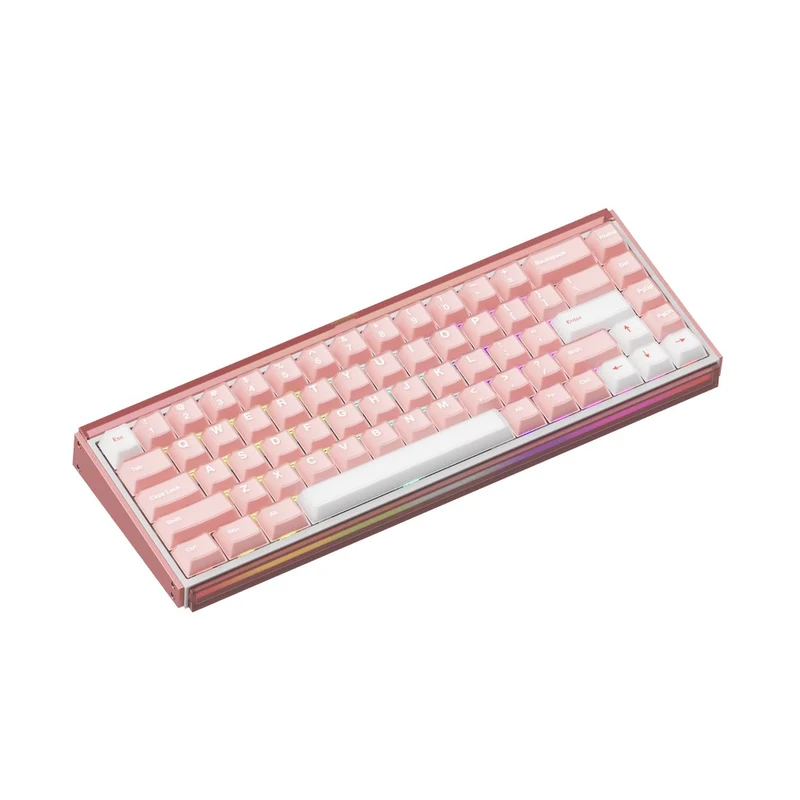 Akko Ray68 RGB Wired Mechanical Keyboard (Misty Pink & White) (Akko AstroAim Magnetic Switch) (101-RA68B-002)