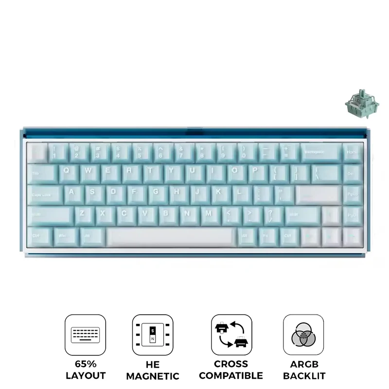 Akko Ray68 RGB Wired Mechanical Keyboard (Misty Blue) (Akko AstroAim Magnetic Switch) (101-RA68B-005)