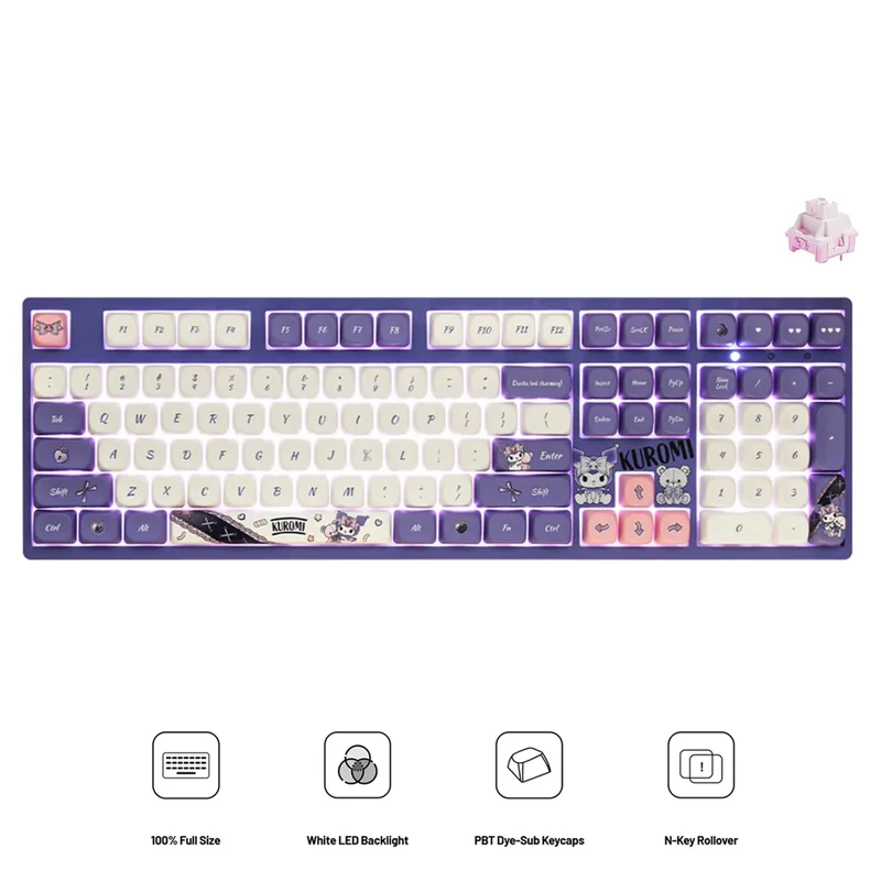 Akko Kuromi 3108 V3 Wired Mechanical Keyboard (Akko Frost Pink Switch)