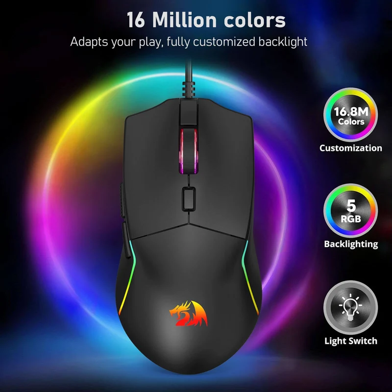 Redragon M730 Naga RGB Wired Gaming Mouse (Black)