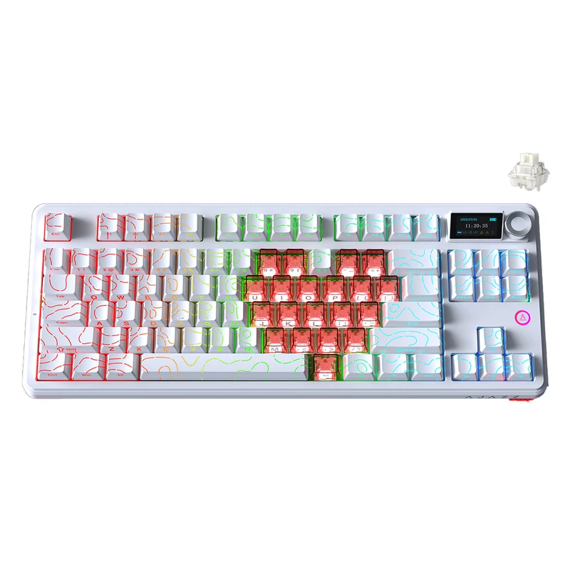 Ajazz MK87 RGB 87 Keys Hot-Swappable Mechanical Keyboard (Contour Line White) (Litchi Switch)
