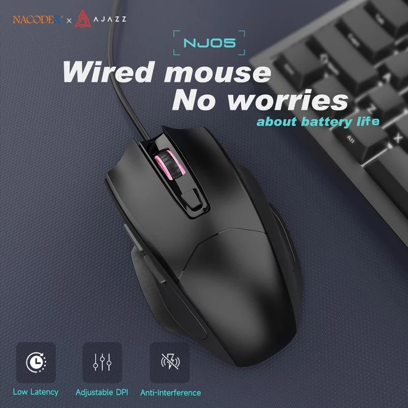 Nacodex x Ajazz NJ05 Wired Connection Low-Latency Mouse (Black)