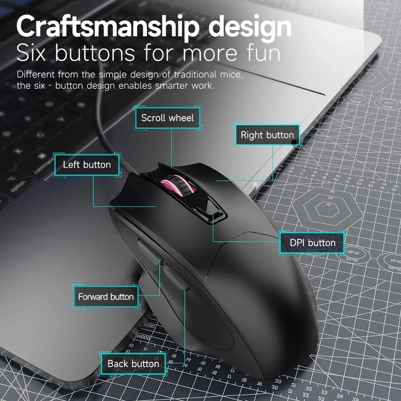 Nacodex x Ajazz NJ05 Wired Connection Low-Latency Mouse (Black)