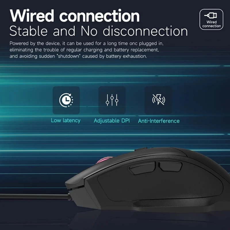 Nacodex x Ajazz NJ05 Wired Connection Low-Latency Mouse (Black)