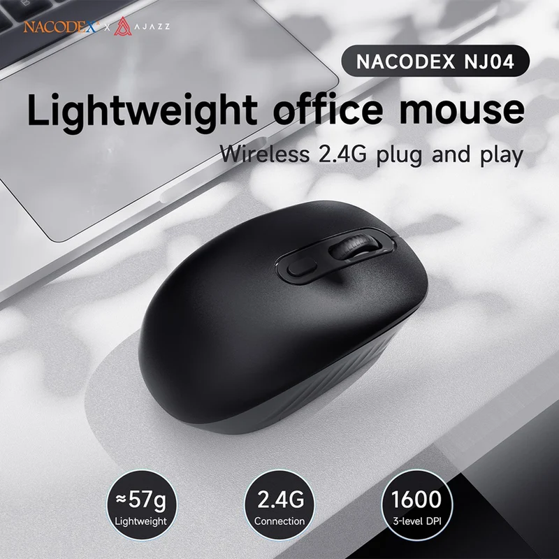 Nacodex x Ajazz NJ04 Wireless 2.4G Single-mode Lightweight Mouse (Black)