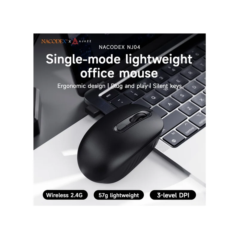 Nacodex x Ajazz NJ04 Wireless 2.4G Single-mode Lightweight Mouse (Black)