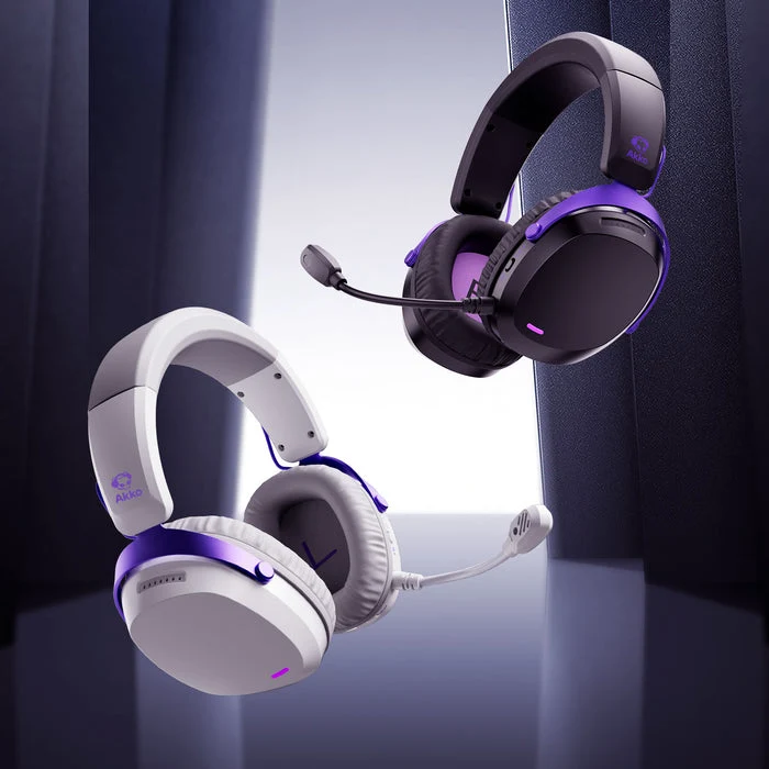 Akko GH300 Tri-Mode Gaming Headset with Microphone (Black, White)