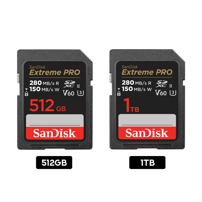Sandisk Extreme PRO 280MB/s Read SDXC UHS-II Card (512GB, 1TB)