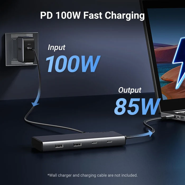 Ugreen 8-in-1 USB-C Hub - USB-C to 2xUSB-A 3.2 + 2xUSB-C 3.2 + 2xHDMI + DP + PD (CM639/35625)