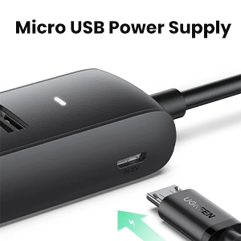 Ugreen 4-Port USB 3.0 Hub - 0.25m (Black) (CM416/10915)
