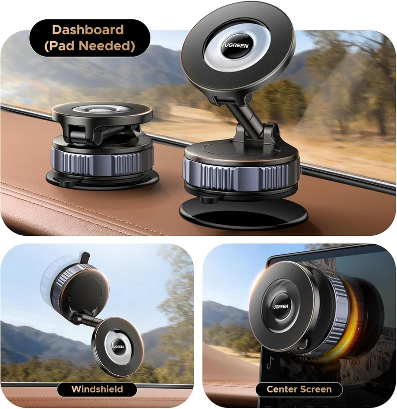 Ugreen Suction Cup Magnetic Phone Mount (Black) (LP970/75666)