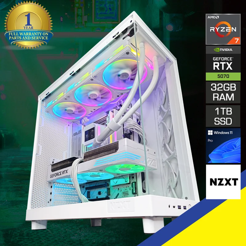 Ultra H6 Flow White Desktop Gaming PC | AMD Ryzen 7 9800X3D | 32GB RAM | 1TB SSD | RTX 5070 | Windows 11 Pro