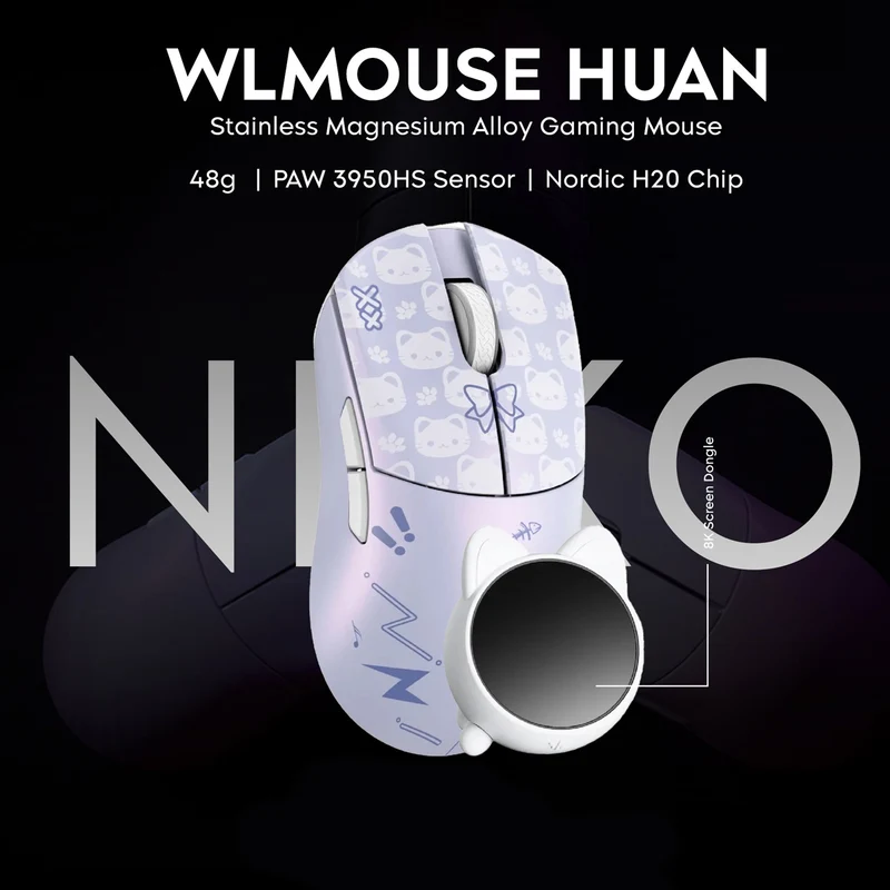 WLMouse HUAN Stainless Magnesium Alloy Gaming Mouse (Silver, Black, White, Purple, Nekko, Red Magic, Celadon, Pinkko, Saku)