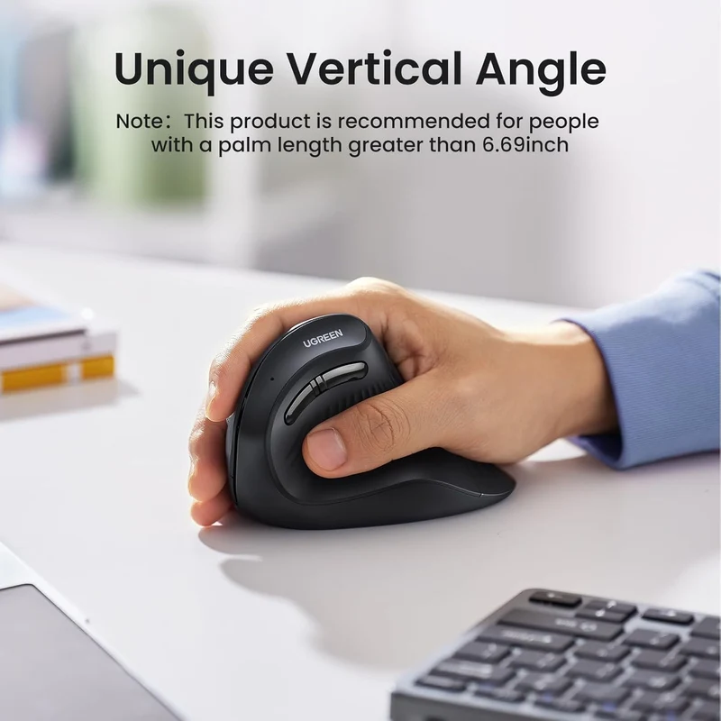 Ugreen Multi-Mode 4000DPI Wireless Vertical Mouse (Black, White) (MU008/25444, 45759)