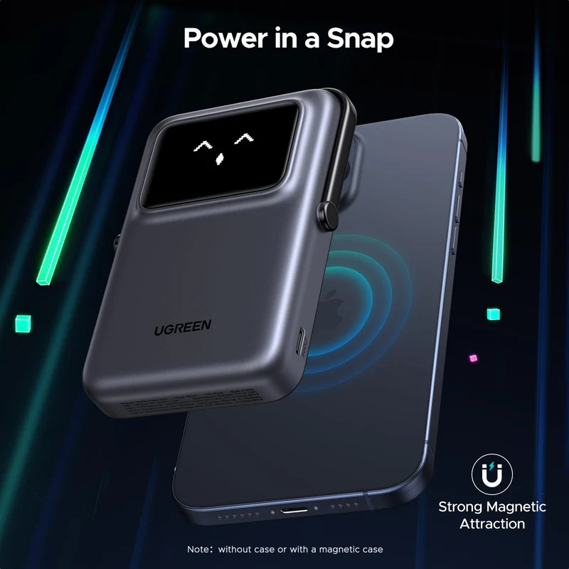 Ugreen Uno 10000mAh Mini Magnetic Wireless 20W Power Bank with Built-in Stand (Gray, Purple) (PB572/45327, 45328)