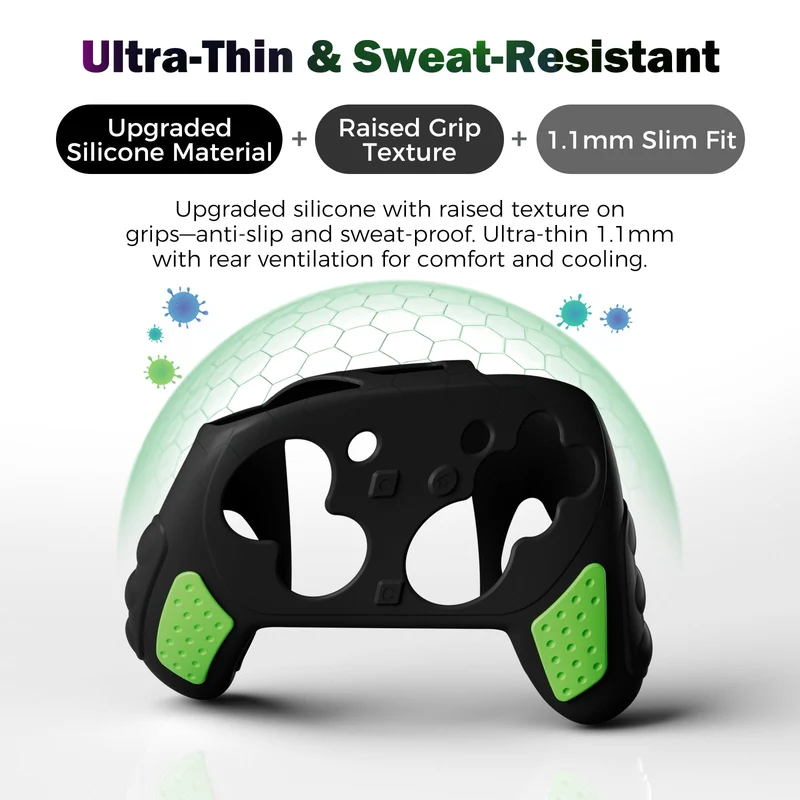 IINE Silicone Cover for Nintendo Switch 2 Pro Controller (Black, Black/Green)