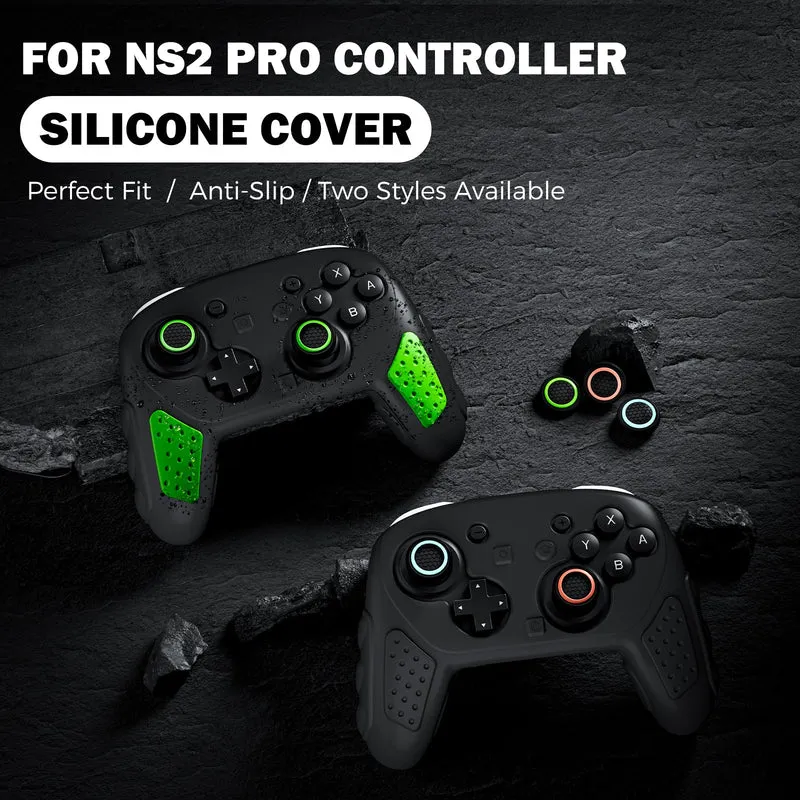 IINE Silicone Cover for Nintendo Switch 2 Pro Controller (Black, Black/Green)