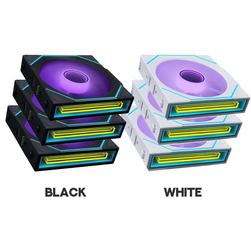 Lian Li Uni Fan SL-INF Wireless 120mm Reverse Blade ARGB Fan - Triple Pack (Black, White) (12RSLIN1W3B, 12RSLIN1W3W)