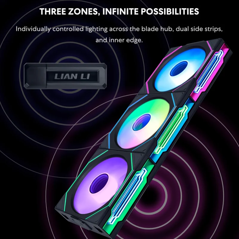 Lian Li Uni Fan SL-INF Wireless 120mm ARGB Fan - Triple Pack (Black, White)