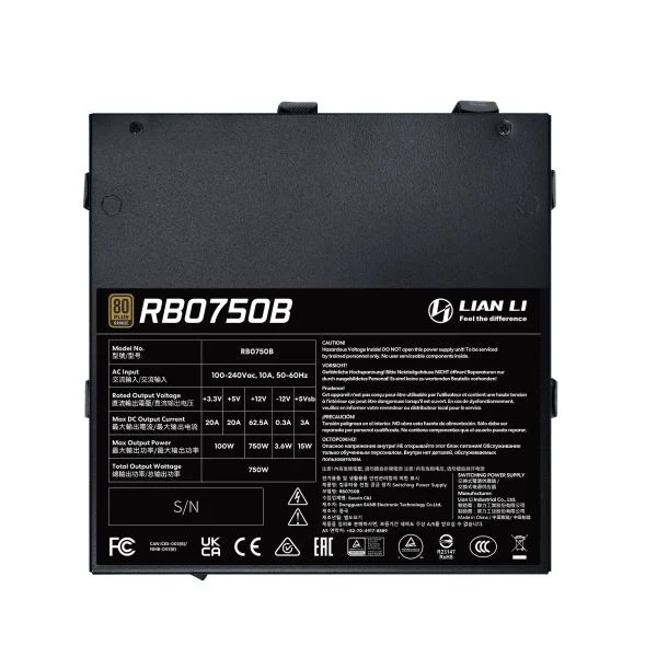 Lian Li RB0750B ATX 3.1 750W 80+ Bronze Non-Modular Power Supply (Black)