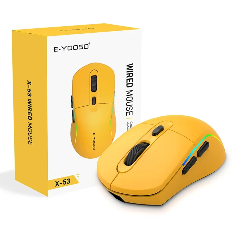 E-Yooso X-53 RGB Wired Mouse (Black, Yellow)