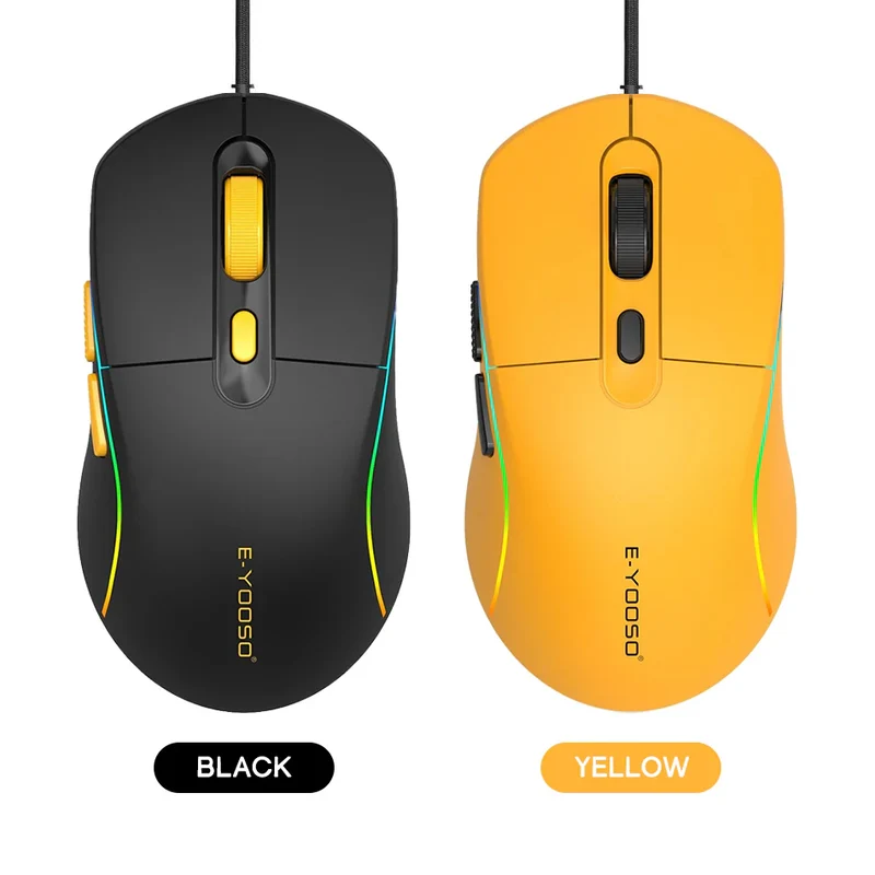 E-Yooso X-53 RGB Wired Mouse (Black, Yellow)