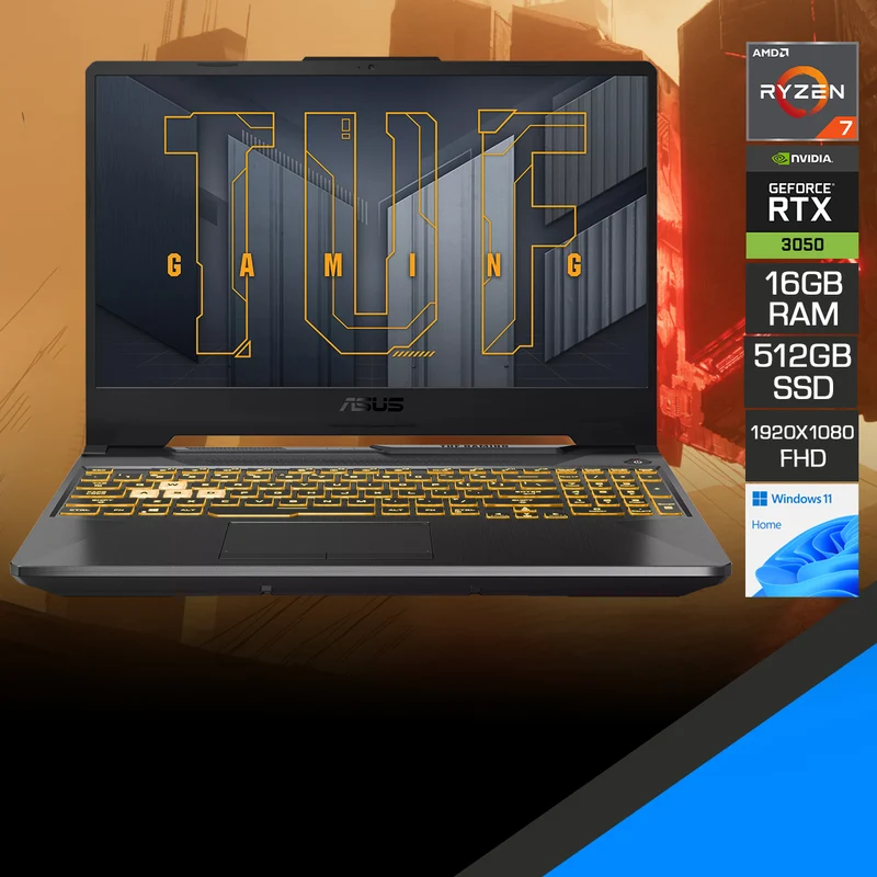 Asus TUF Gaming A15 FA506NCG-HN184W Laptop (Graphite Black) | 15.6" FHD (1920x1080) 144Hz IPS | Ryzen 7 7445HS | 16GB RAM | 512GB SSD | RTX 3050 | Windows 11 Home