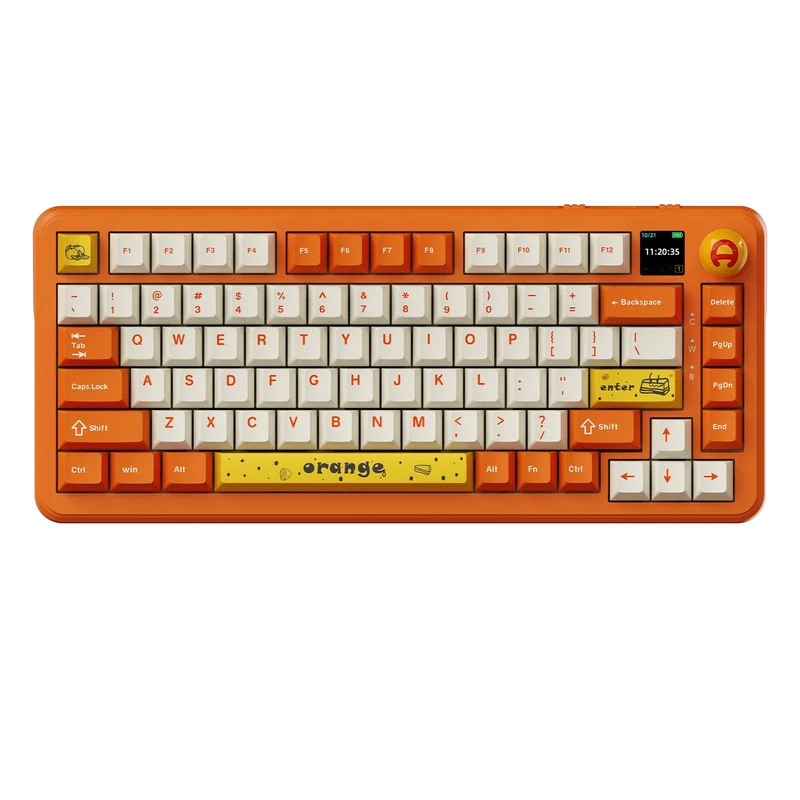 Ajazz AK820 Max Plus RGB Tri-Mode 75% 82-Keys Gasket-Mounted Hot Swappable Mechanical Keyboard (Orange/White) (Avocado Switch)