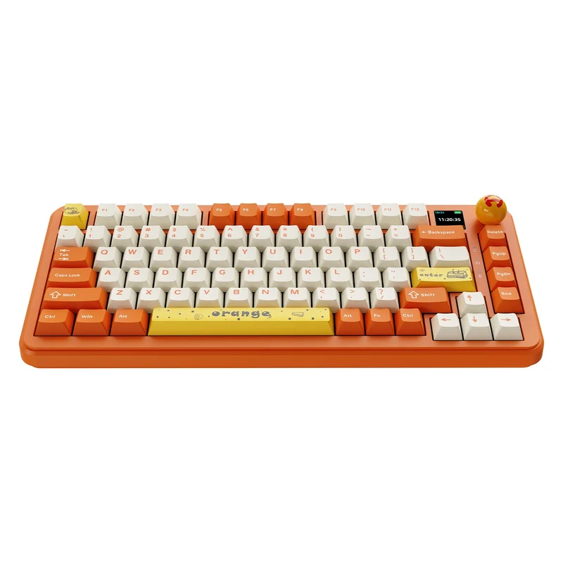 Ajazz AK820 Max Plus RGB Tri-Mode 75% 82-Keys Gasket-Mounted Hot Swappable Mechanical Keyboard (Orange/White) (Avocado Switch)