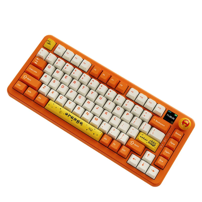Ajazz AK820 Max Plus RGB Tri-Mode 75% 82-Keys Gasket-Mounted Hot Swappable Mechanical Keyboard (Orange/White) (Avocado Switch)
