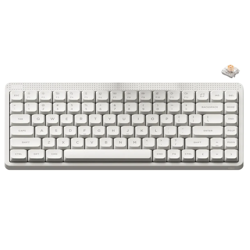 NuPhy Node75 Low-Profile Hot-Swappable 84-Key Tri-Mode Wireless Mechanical Keyboard (Lunar White) (Blush Nano Switch)