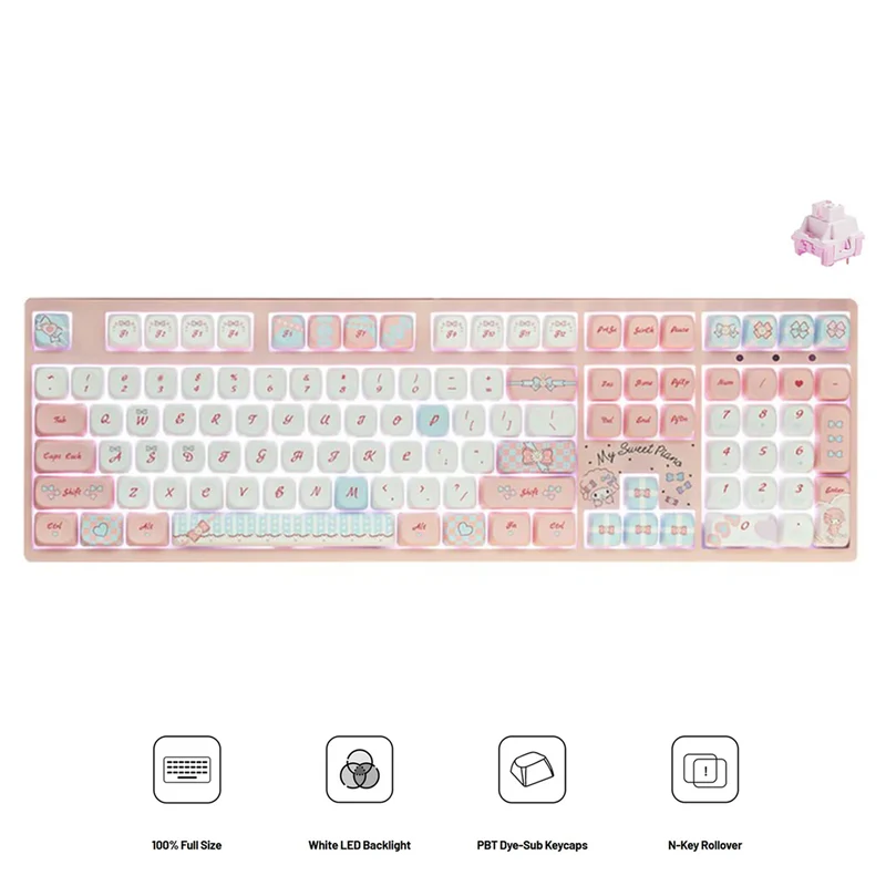 Akko My Sweet Piano 3108 V3 Wired Mechanical Keyboard (Akko Frost Pink Switch)