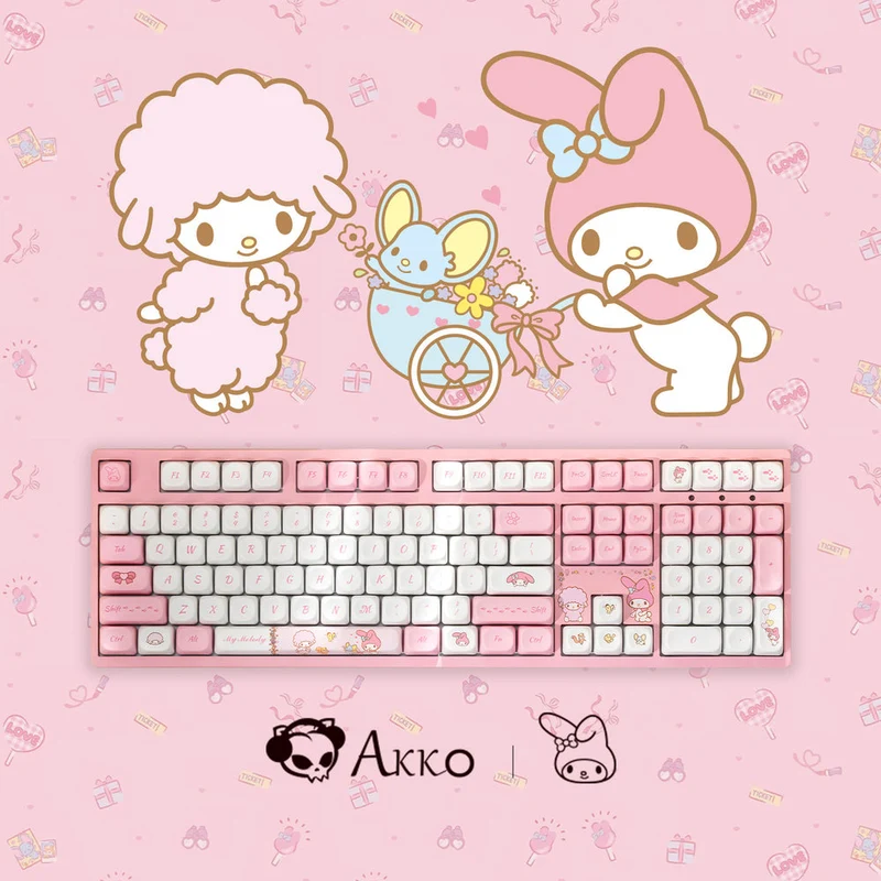 Akko My Melody 3108 V3 Wired Mechanical Keyboard (Akko Frost Pink Switch)