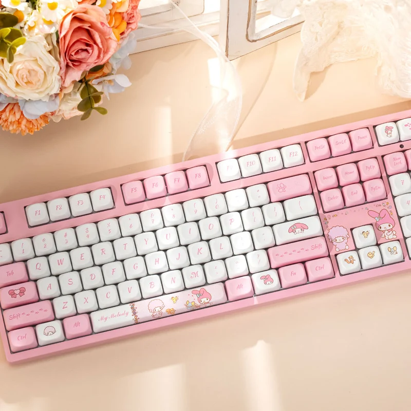 Akko My Melody 3108 V3 Wired Mechanical Keyboard (Akko Frost Pink Switch)