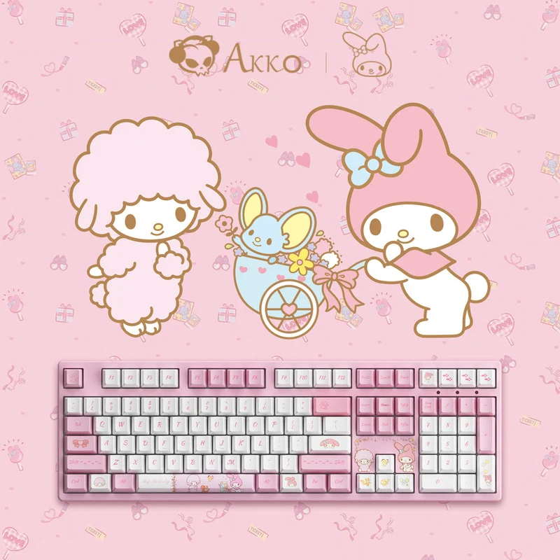 Akko My Melody 3108 V3 Wired Mechanical Keyboard (Akko Frost Pink Switch)