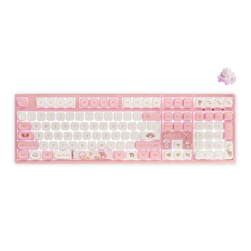 Akko My Melody 3108 V3 Wired Mechanical Keyboard (Akko Frost Pink Switch)