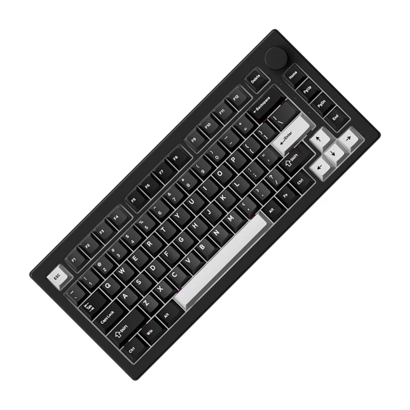 Akko 5075 V3 Multi-Mode RGB Hot-Swappable Mechanical Keyboard (Black & Silver) (Akko Frost Pink Switch)