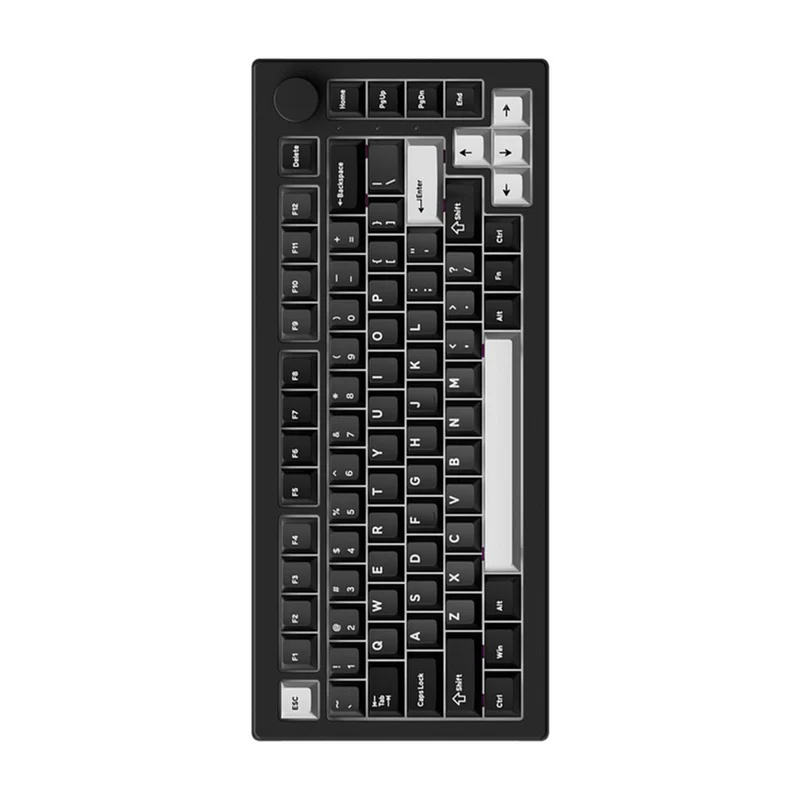 Akko 5075 V3 Multi-Mode RGB Hot-Swappable Mechanical Keyboard (Black & Silver) (Akko Frost Pink Switch)