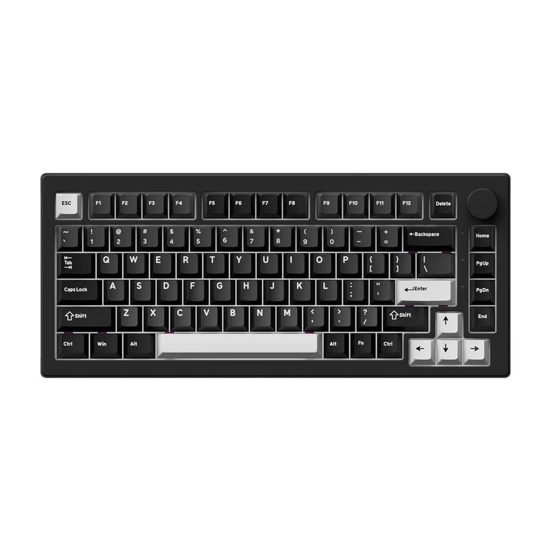 Akko 5075 V3 Multi-Mode RGB Hot-Swappable Mechanical Keyboard (Black & Silver) (Akko Frost Pink Switch)