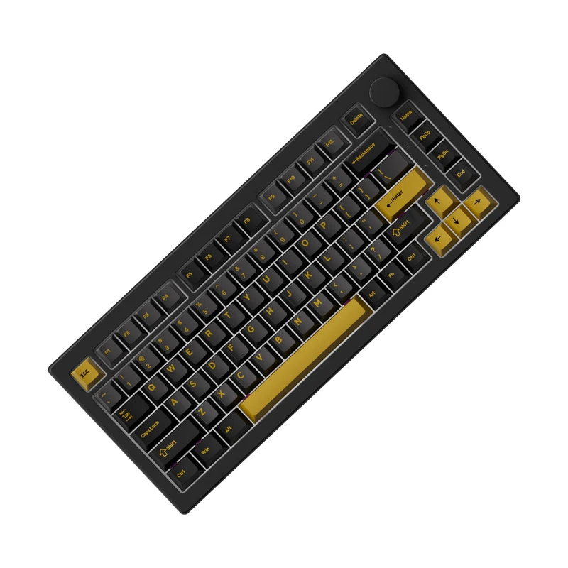 Akko 5075 V3 Multi-Mode RGB Hot-Swappable Mechanical Keyboard (Black & Gold) (Akko V3 Piano Pro Switch, Botany Switch)
