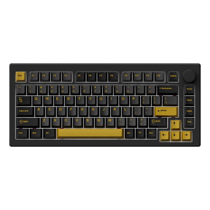 Akko 5075 V3 Multi-Mode RGB Hot-Swappable Mechanical Keyboard (Black & Gold) (Akko V3 Piano Pro Switch, Botany Switch)