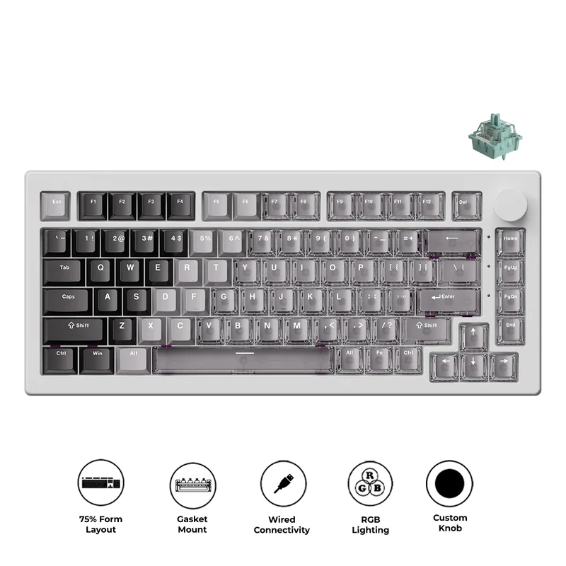 Akko 5075 V3 Wired ARGB Hot-Swappable Magnetic Keyboard (Gradient Hybrid White Transparent) (Akko AstroAim Magnetic Switch) (006-075-086-060-062)
