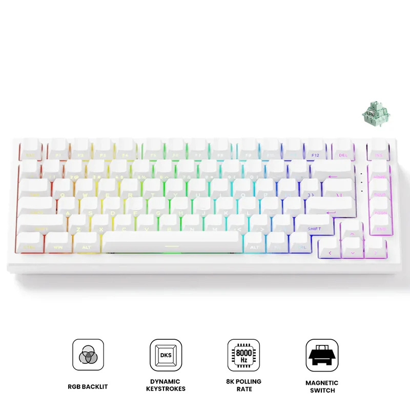 Akko TAC75 HE Wired RGB Magnetic Keyboard (White) (Akko Glare Magnetic Switch)