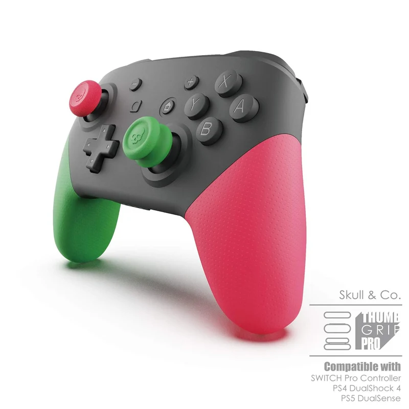 Skull & Co. Thumb Grip For Nintendo Switch/Nintendo Switch 2/Nintendo Switch Pro/PS4/PS5 Controller (Neon Green) (Set Of 6) (TG005-GRN)