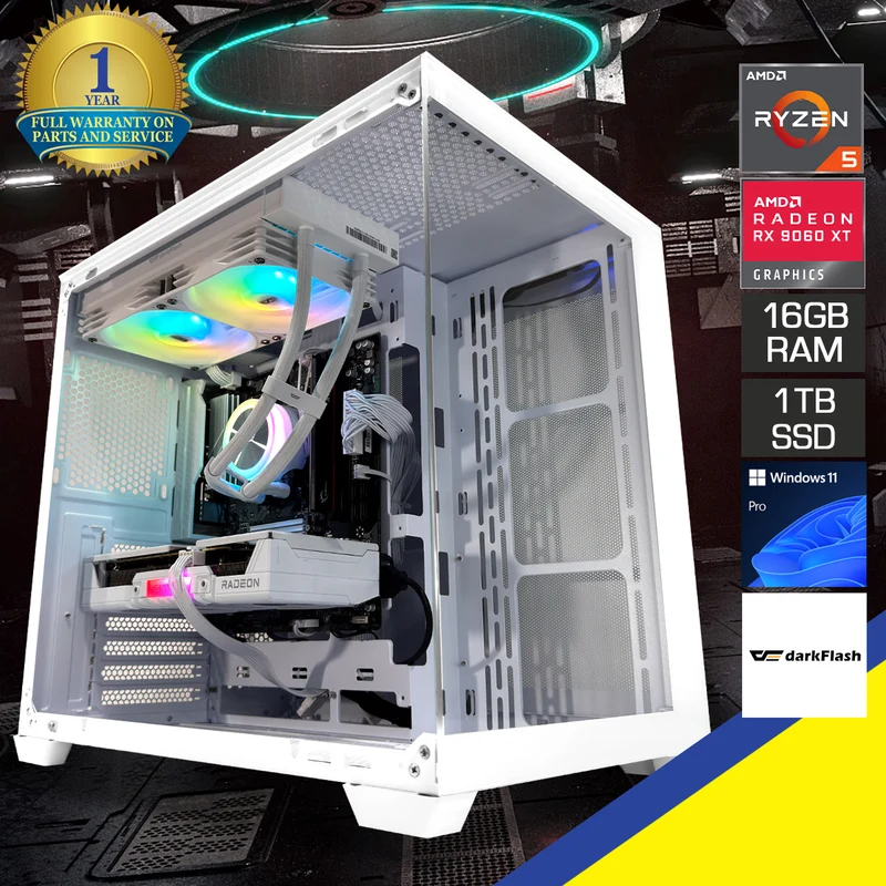 Sigma C285P White Desktop Gaming PC | AMD Ryzen 5 8400F | 16GB RAM | 1TB SSD | RX 9060 XT | Windows 11 Pro