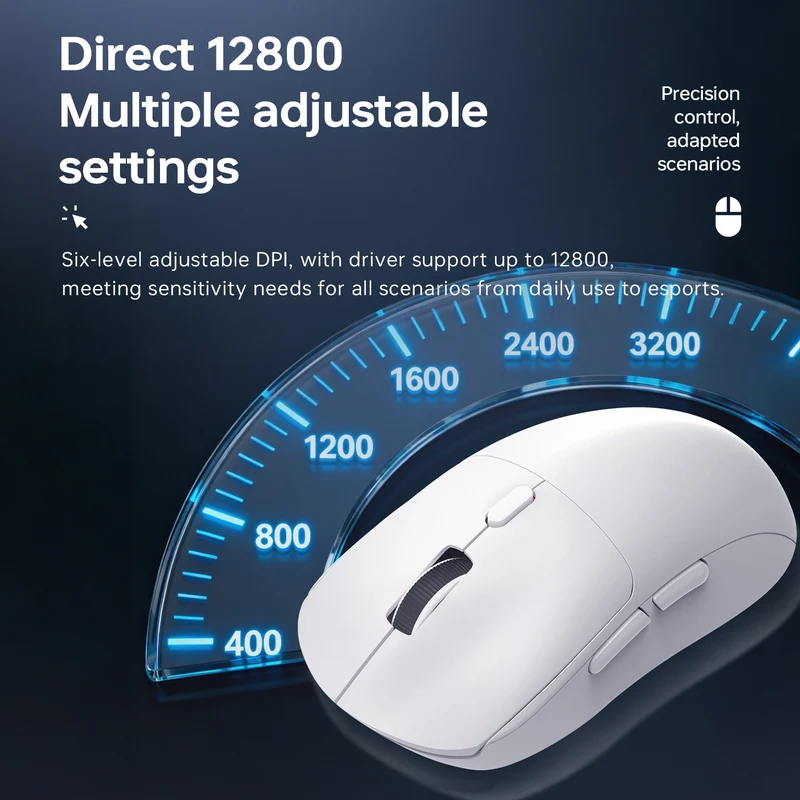 NacodeX x Ajazz NJ07 Tri-Mode Lightweight Gaming Mouse (Black, White)