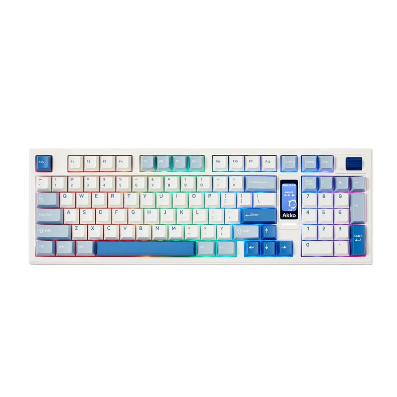 Akko 5098B Glacier Multi-Mode RGB Hot-Swappable Mechanical Keyboard with 1.47" TFT Screen (Akko V3 Piano Pro Switch)
