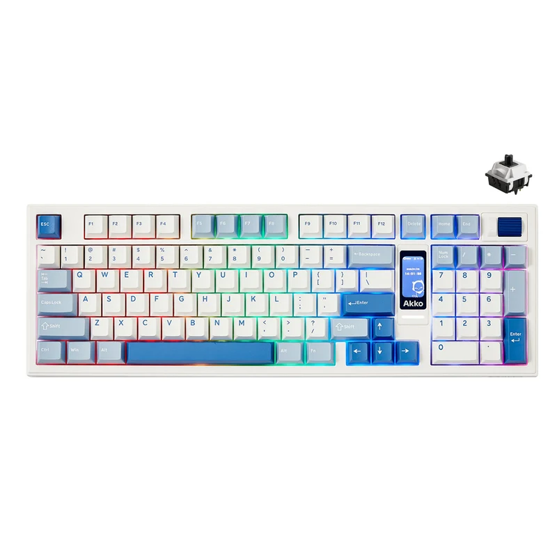 Akko 5098B Glacier Multi-Mode RGB Hot-Swappable Mechanical Keyboard with 1.47" TFT Screen (Akko V3 Piano Pro Switch)