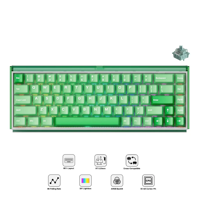 Akko Ray68 RGB Wired Mechanical Keyboard (Misty Green & White) (Akko AstroAim Magnetic Switch) (101-RA68B-006)
